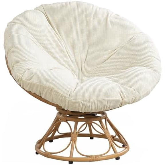 Cover for Papasan Cushion, Soft Slipcover Only (Without Cushion), Removable and Machine Washable Chair Covers with Elastic Closure (Fits 48-50 inch, Cream White)