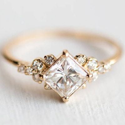 Antique Engagement Bands AkoaDa Vintage Engagement Wedding Band Rings For Women Antique Romantic Ring Jewelry Anel Female ()