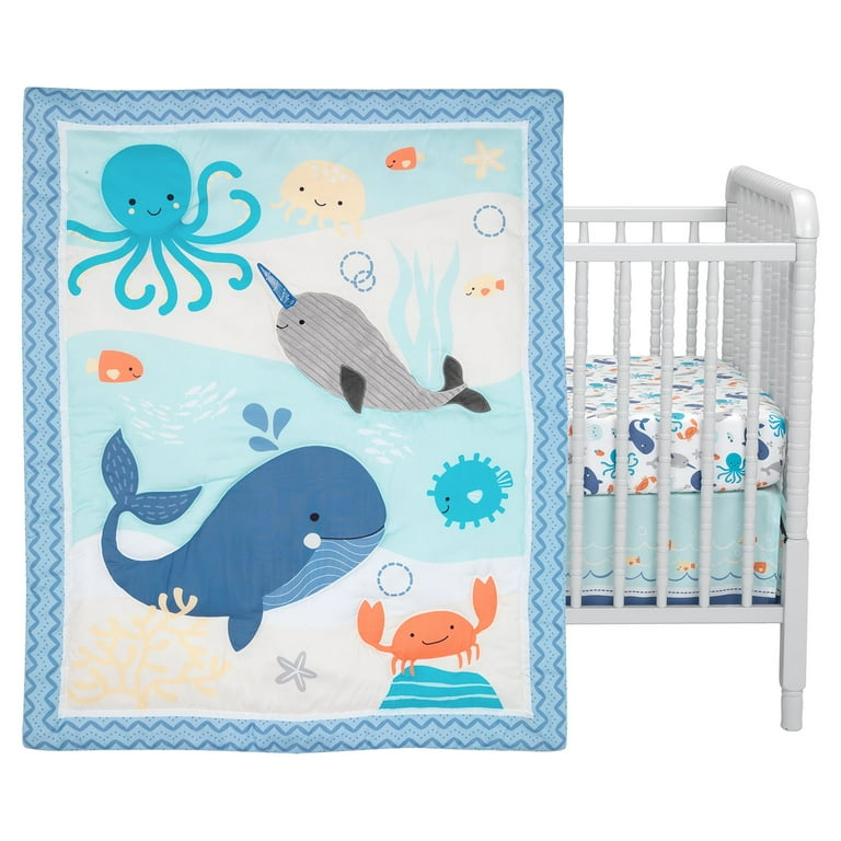 Bedtime Originals Whales Tales 3 Piece Blue Ocean Nautical Baby