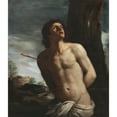 thumbnail image 2 of Guercino 20x23 Black Ornate Framed Double Matted Museum Art Print Titled: Saint Sebastian, 2 of 5