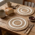 thumbnail image 4 of 4pcs Round Braided Placemats,Washable Heat Resistant Table Mats for Kitchen Dining Tables Round Place Mats, Weave Table Mats for Dining Table Non-Slide Round Place Mats Home Kitchen Table Mats, 4 of 6