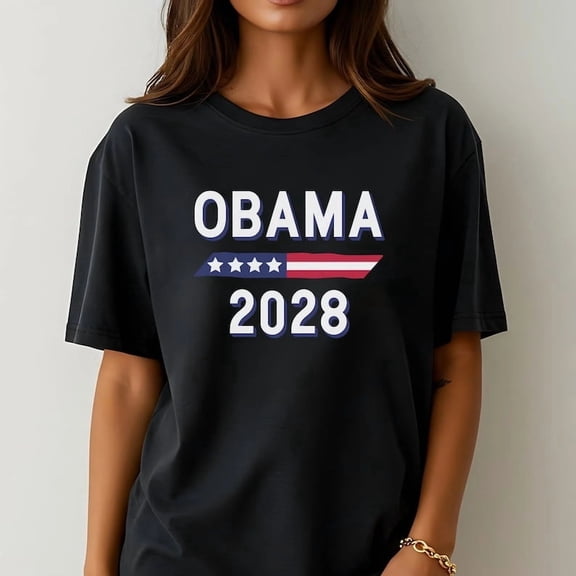 Obama 2028 Stars and Stripes Shirt Presidential Election Tee Patriotic Flag Stripe Political Support T-Shirt Democratic Pride