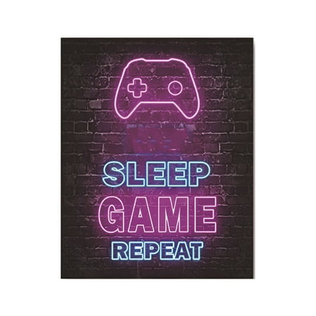 LAMIRO 1 Piece Video Game Room Decor Boys Gaming Wall Art Neon Game Room Decor Gaming Poster Game Room Wall Decor Teenage Boys Room Decor