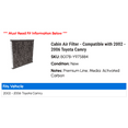 thumbnail image 2 of Cabin Air Filter - Compatible with 2002 - 2006 Toyota Camry 2003 2004 2005, 2 of 2