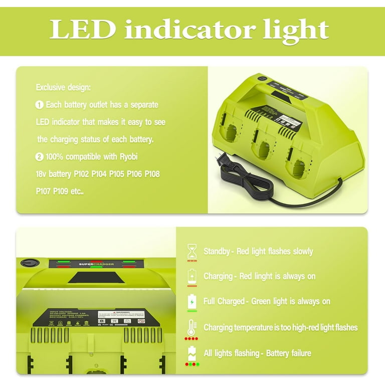 Batteria Ryobi 18v Powayup 3A 9.6V-18V BCL1418 Caricabatterie Di Ricambio Per Ryobi BCL1418 P108 P107 P104 P105 P102 P103 Batteria Strumenti Batteria Ryobi 18v 5ah - Foto 4
