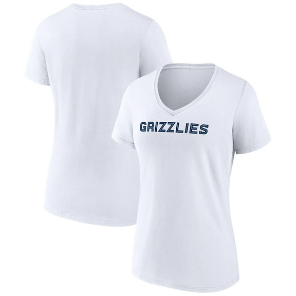 Women's White Memphis Grizzlies Wordmark V-Neck T-Shirt