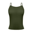 thumbnail image 4 of Tianiyouqing Crop Tops for Women Shapewear Cropped Tops Hiking Cami Shirts Double Lined Layered Square Neck Sleeveless Adjustable Spaghetti Strap Basic Racerback Army Green XS, 4 of 6