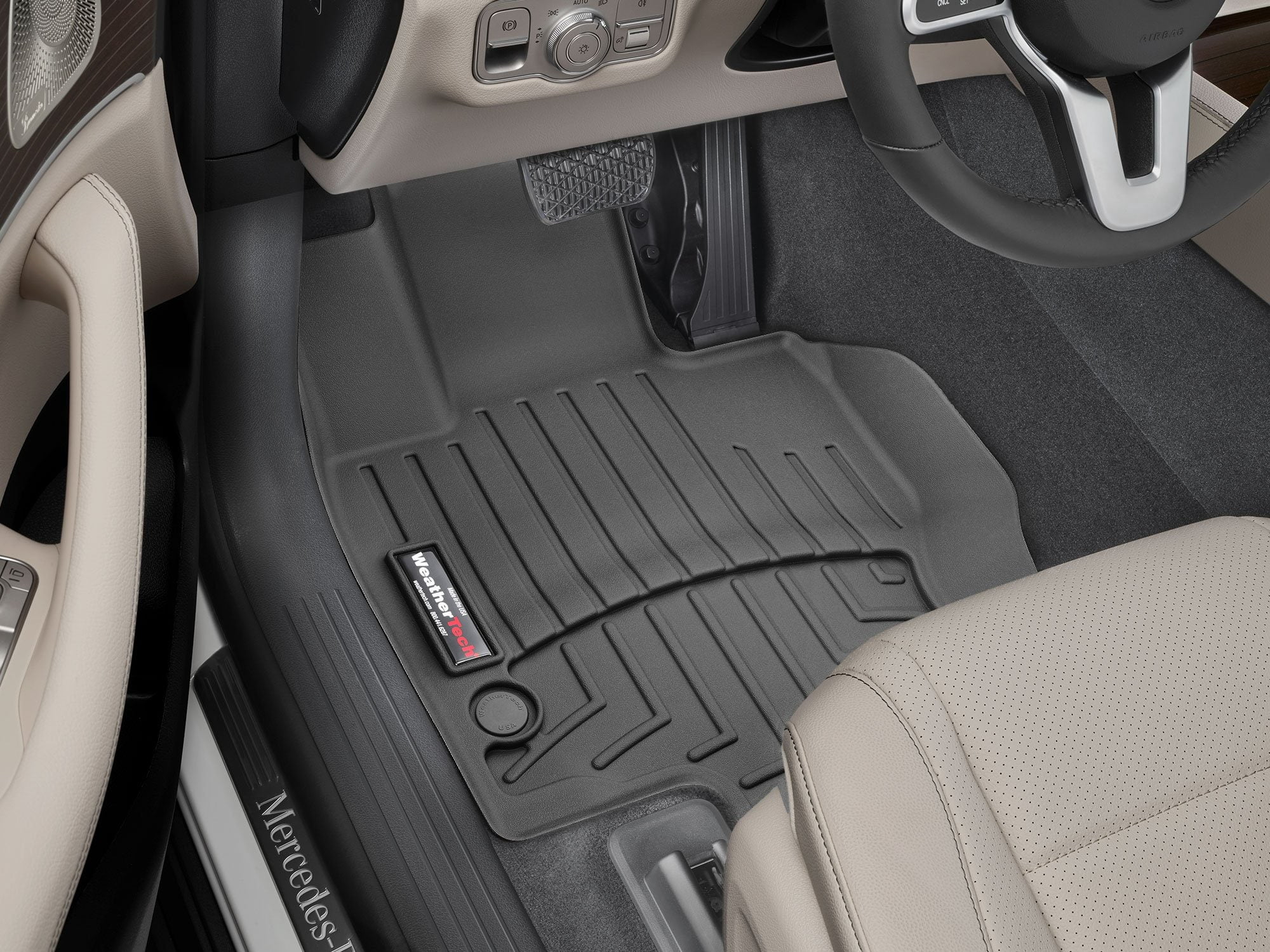 WeatherTech Custom Fit FloorLiners compatible with Mercedes AMG GLE 53 Coupe, GLE SUV, GLE Coupe, Maybach GLS SUV, AMG GLE 63 S Coupe, AMG GLE 63 S SUV - 1st Row (Driver & Passenger), Black