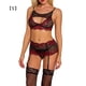 thumbnail image 1 of Conjunto de lencería sexy de encaje para mujer, ropa interior de malla hueca, sujetador, ropa de dormir, rojo vino, S Eigraketly XX000092-02, 1 of 7
