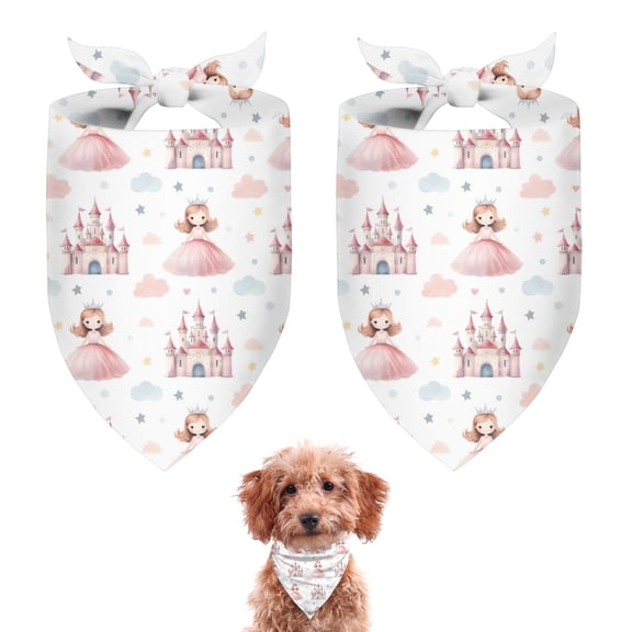 Dog Bandana 2 Pack,Princess Castle Pattern Bandanas for Dogs,Cat Bandana,Small/ Large Dog Bandana 2 Size,Dog Bandanas