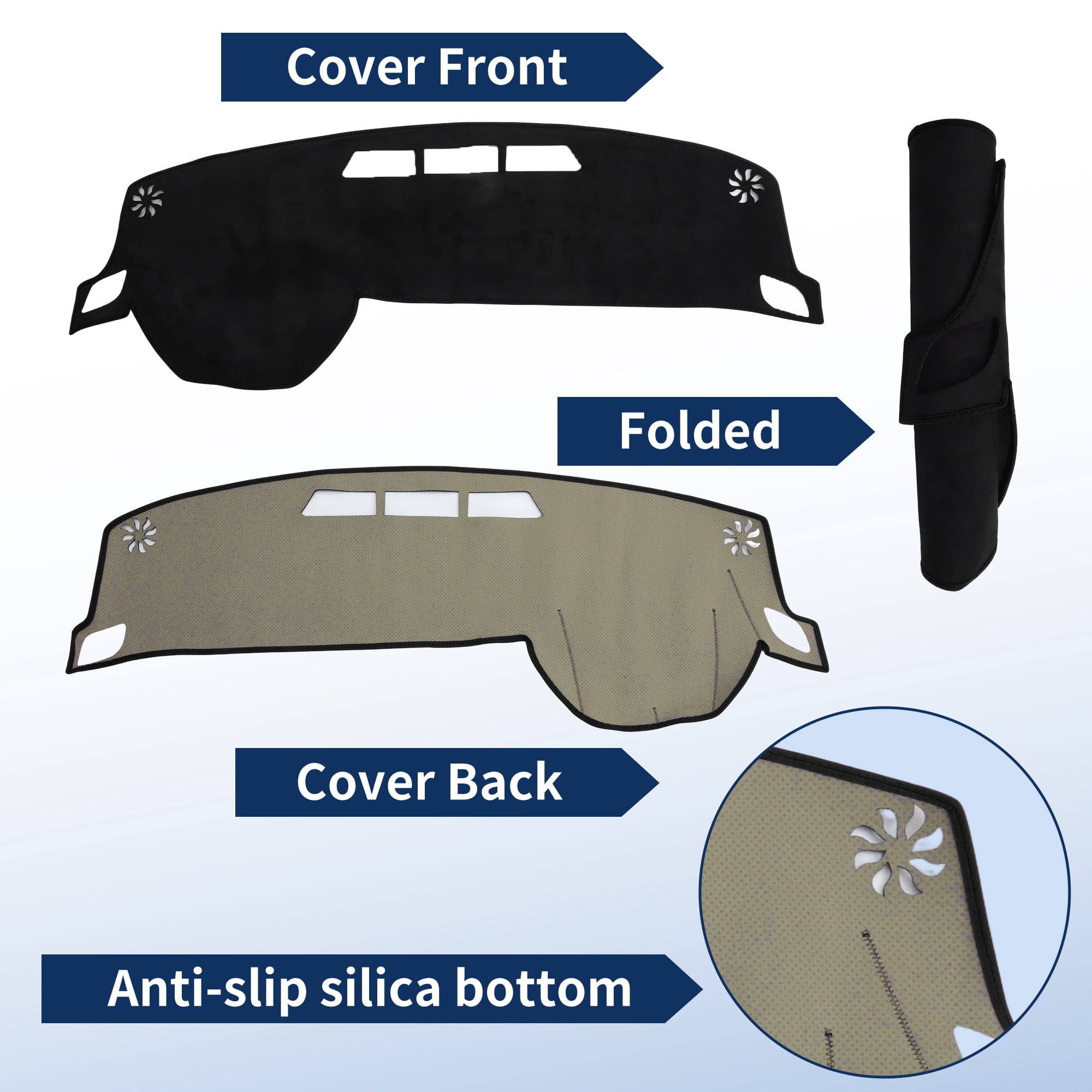 Unique Bargains Dash Cover for Nissan Rogue 2021-2024 Without HUD Dashboard Cover Car Interior Anti-Slip/Anti Dust Suede Black 1 set