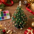 thumbnail image 4 of DIY Beaded Christmas Tree Kit, Holiday Craft Set with Colorful Beads, Ornament Charms, Metal Frame and Angel Topper, Tabletop Christmas Decor, 4 of 5