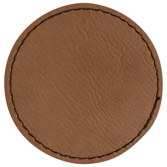 2 1/2" Round DARK BROWN/BLACK Blank Laserable Leatherette Patch with Adhesive-Pack of 6 DARK BROWN/BLACK