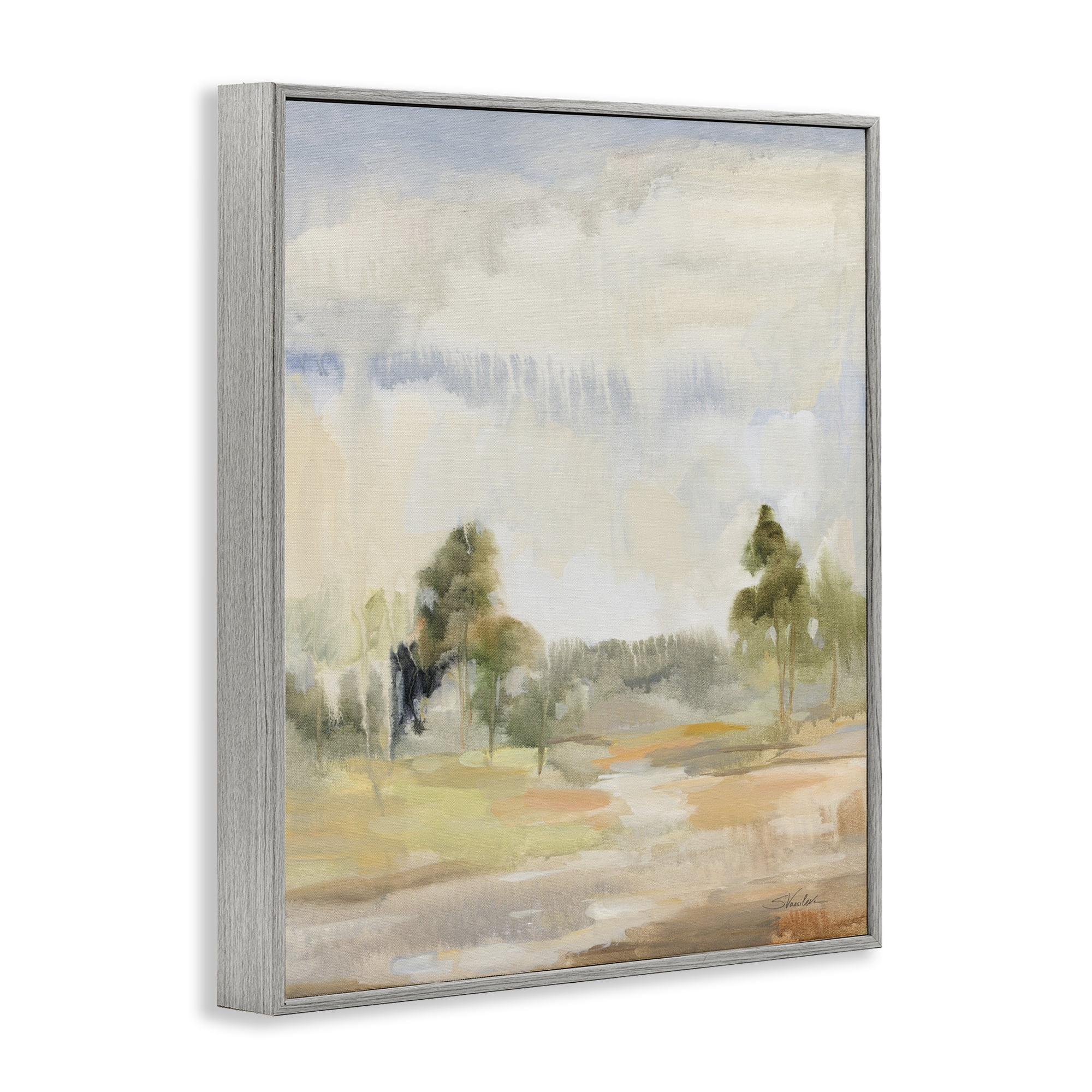 Stupell Industries Light Summer Rain Landscape Painting Gray Framed Art Print Wall Art, 24 x 30