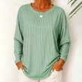 thumbnail image 2 of Women's T-shirt Classic Striped Crew Neck Long Sleeves Tee Tops (Green M), 2 of 4