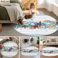thumbnail image 5 of Round Area Rug 6 Ft, Sky Blue Ocean Starfish Washable Non-Slip Circle Carpet for Living Room/Bedroom, Summer Coastal Coral Conch Low-Profile Indoor Mats Collection Rugs for Residential, 5 of 7
