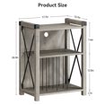 thumbnail image 3 of Record Player Stand With Storage And Sturdy Frame, 3-Tier Rustic Record Player Side Table For Living Room, Bedroom, Office - Grey, 3 of 5