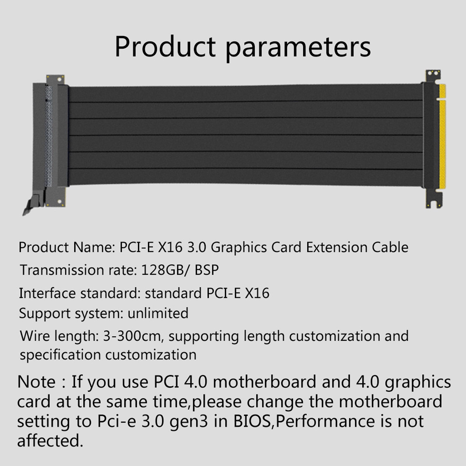 PCI-E 16x Graphics Card Extension Cable PCIE x16 for GPU Computer Chassis High-Speed Soft Flexible Cable
