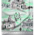 thumbnail image 1 of Soimoi Green Cotton Voile Fabric Giraffe,Human Face & Ancient Place Architectural Print Fabric by The Yard 42 Inch Wide, 1 of 1