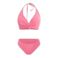 thumbnail image 4 of Sngxgn Women Two Piece Bathing Suits Push up Bikini Set Halter Swimsuit Vintage Swimwear(Pink,XL), 4 of 5