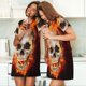 thumbnail image 4 of Fotbe Satanic Skull Bata de Dormir para Mujer con Estampado, Camisón de Algodón de Manga Corta, Ropa de Dormir Casual, 4 of 6