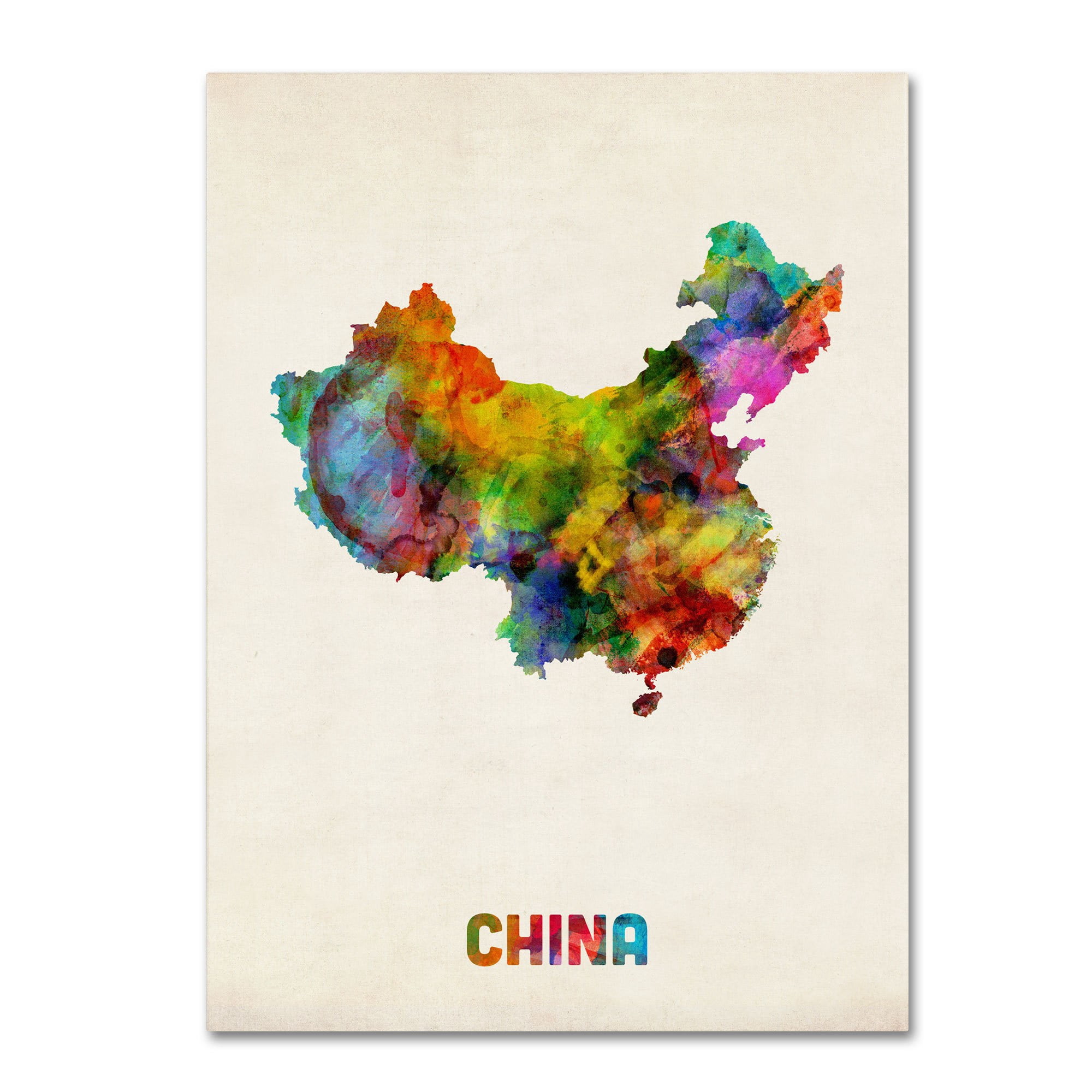 Trademark Fine Art "China Watercolor Map" Canvas Art by Michael Tompsett