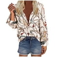 thumbnail image 1 of Blusa informal de manga larga con cuello redondo y estampado de moda cómoda para mujer Pompotops FGAJ8530, 1 of 7