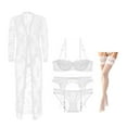 thumbnail image 1 of Varsbaby Women's Push Up Lace Lingerie Set with Bra, Panties, Garter, Stocking, Robe, and Thong, 6 pcs, 1 of 5