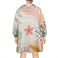 thumbnail image 2 of Wearable Oversized Blanket,Orange Boho Plant Pattern Wearable Blanket Hoodie for Adults,Cozy Hooded Blankets with Super Pockets,Super Warm Fuzzy Pullover for Women & Men, 2 of 6