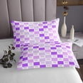 thumbnail image 3 of Erosebridal Pretty Bow Tie Coverlet Set Queen, Purple Geometry Plaid Bedding Set 3 Pieces, 3 of 5