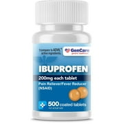 GenCare - Ibuprofen (200mg) Pain Reliever and Fever Reducer (500 Coated Tablets) | Ultimate Savings Bulk Pack | NSAID for Headache Relief, Body Aches, Back Pain, Cramps, Muscle Aches & Arthritis