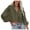 Army Green, variant on Womens Shirts Blouse Lapel V Neck Long Sleeve Olive Green Crop Blouse Lightweight Breathable Loose Fit Casual Going Out Top