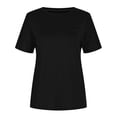 thumbnail image 1 of Pompotops Mode Décontractée Femmes T-Shirt à Manches Courtes Col Rond avec Poche, 1 of 8