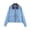Sky Blue, variant on Corduroy Baseball Jacket For Women, Turtleneck Zip Up With Leather Collar, Spring Winter Color Block Varsity Coat With Pockets, Trendy Splicing Jacket White L