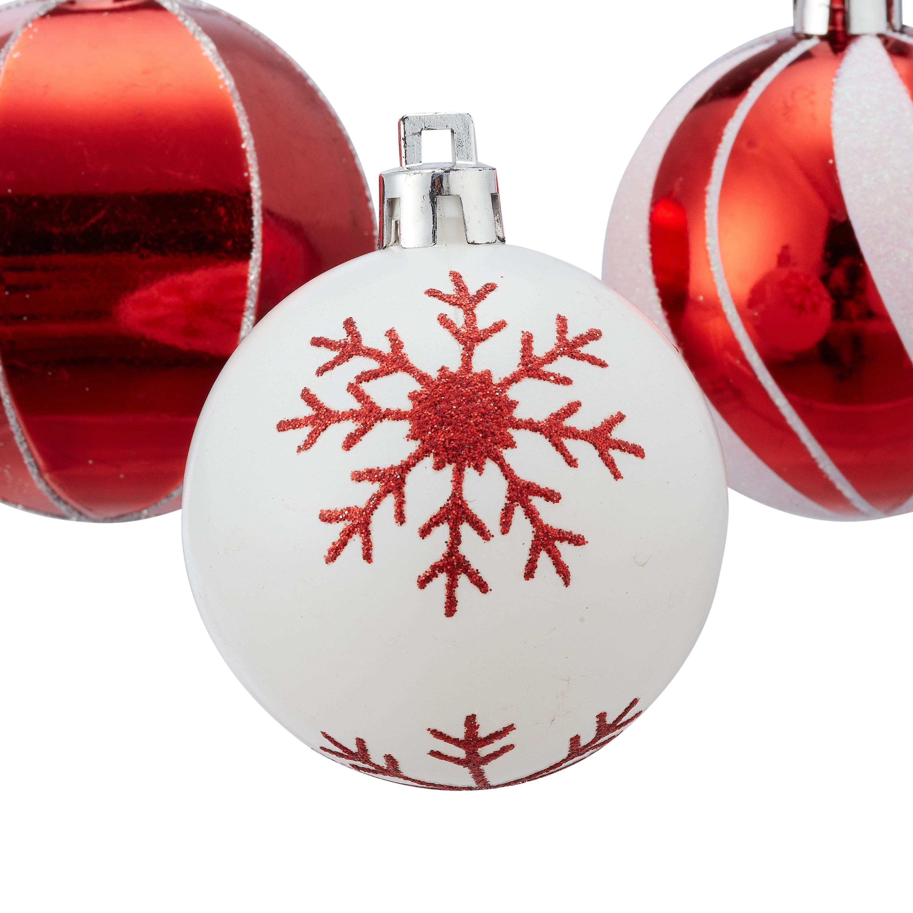 Red and silver w/Xmas tree. Details about   Trimmerry Christmas Ornaments 8pk Shatterproof 