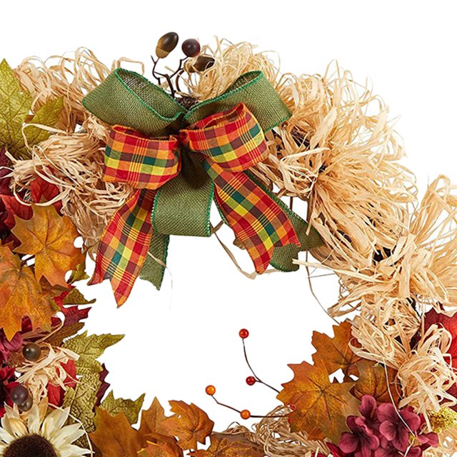 Guirnalda artificial de hojas de arce de otoño, corona de otoño colgante reutilizable para pared de puerta Hugtrwg Libre de BPA