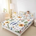 thumbnail image 3 of Erosebridal Watercolor Flower Queen Sheet Sets for Girls, Sunflower Lavender Bed Set, 4 Pieces, 1 Flat Sheet 1 Fitted Sheet and 2 Pillowcases, 3 of 5
