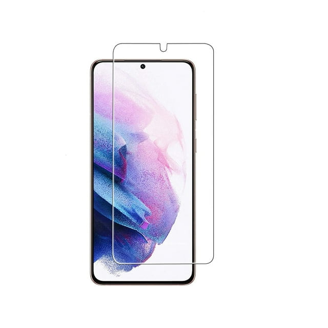 6.7-inch tempered glass screen protector designed for Samsung Galaxy S21. Features a clear, ultra-thin design with high transparency, anti-scratch, anti-water, and explosion-proof properties. The bubble-free film ensures easy installation and full screen protection, maintaining the phone's original visual clarity.