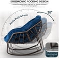 thumbnail image 4 of Outdoor Rocking Chair, Patio Oversized Rattan Egg Rocking Chair, Indoor Outside Padded Cushion Rocker Recliner Chair, Modern Lounge Chair for Front Porch, Garden, Backyard, Balcony, Deck, Navy Blue, 4 of 17