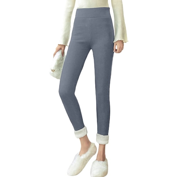 Leggings Prolriy con forro polar para mujer, cálidos y gruesos, de lana y terciopelo, tallas S-5XL, color gris, talla XL