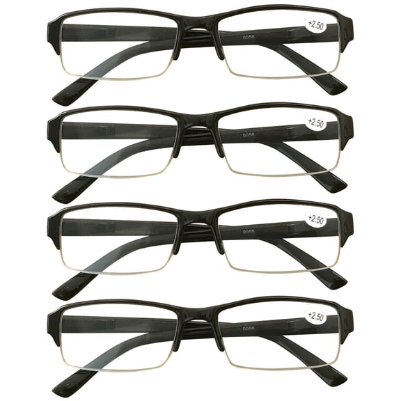 4 Packs Unisex Rectangle Half Frame Blue Light Blocking Reading Glasses Spring Hinge Readers 1.00