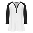 thumbnail image 5 of Delliss Women's Color Block 3/4 Sleeve V Neck Button T-Shirt, 5 of 9