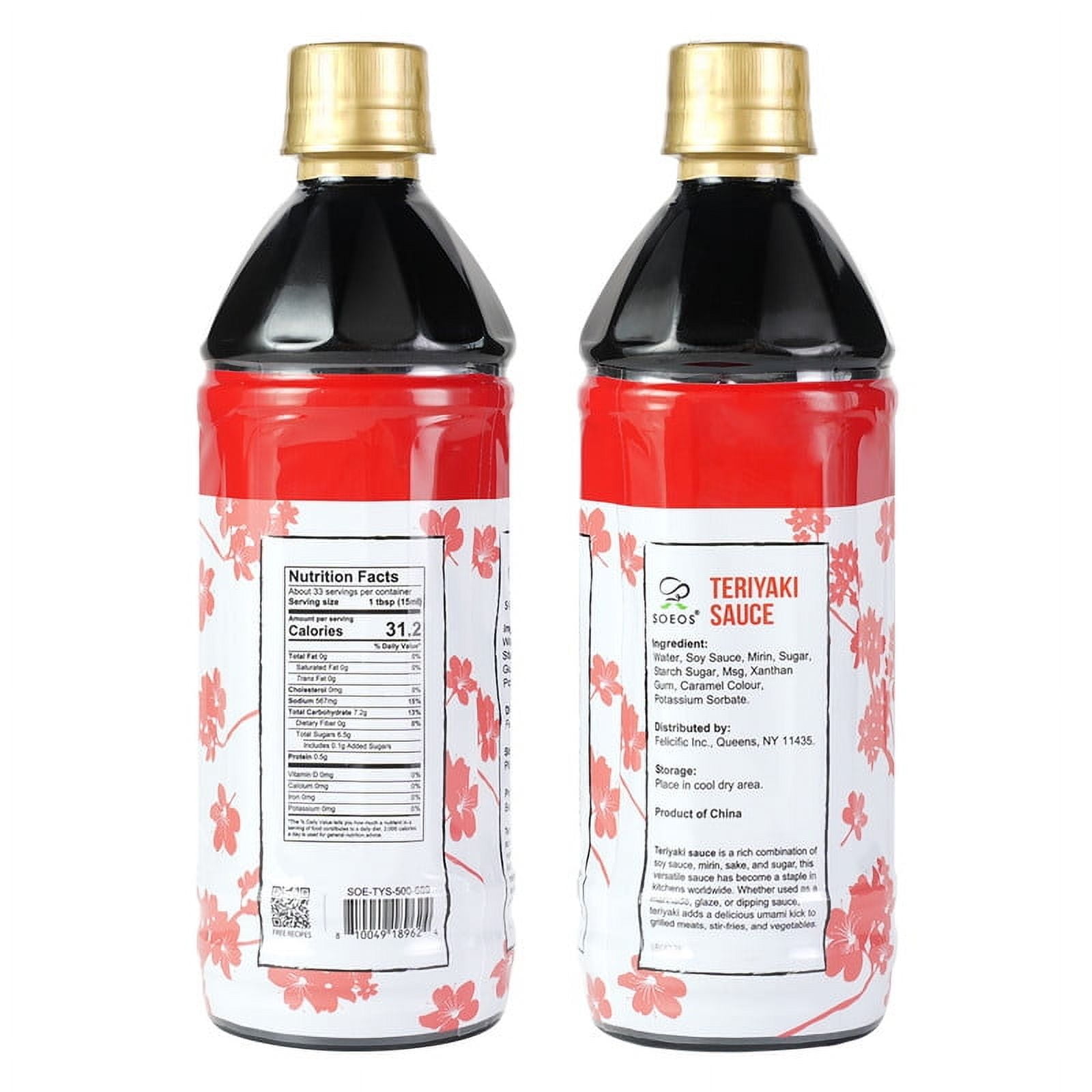 Soeos Teriyaki Sauce, 500 ml, 2 Pack, total weight 1000ml