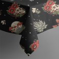 thumbnail image 4 of Black Skull Flower Mushroom Pattern Rectangle Tablecloth 60"x120",Waterproof Polyester Rectangle Table Cloth, Wipeable Spillproof Polyester Tablecloth for Dining, Camping, Indoor and Outdoor, 4 of 6
