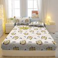 thumbnail image 1 of 1 Cartoon Fun Animal Printed Matte Fitted Sheet, Bedroom Printed Bed Cover, Bedding (Excluding Pillowcases), 1 of 5