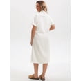 thumbnail image 4 of DARING DIVA Midi Denim Short Sleeve Button Down Tunic Jean Dress L White, 4 of 7