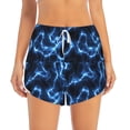 thumbnail image 4 of Lsque Blue Lightning Printed Women's Running Shorts with Liner Pockets,Elastic Quick Dry Workout Athletic Gym Yoga Shorts,Womens High Waist Shorts-Small, 4 of 9