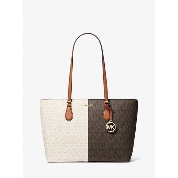 Michael Kors Outlet Sheila Large Two-Tone Signature Logo Tote Bag - Brown Multi