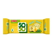 Britannia Crackers 50 50 Maska Chaska Biscuit 2.19oz (62g) - Dipped in Butter and Peppered - Delicious, Light & Crispy Cookies - Suitable for Vegetarian (Pack of 24)