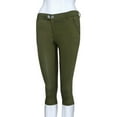 thumbnail image 5 of Ladies Button Zipper Capris, Women Dressy Casual Pants Women Solid Trendy Below Knee Capri Lounge Calf-Length Trousers, 5 of 7